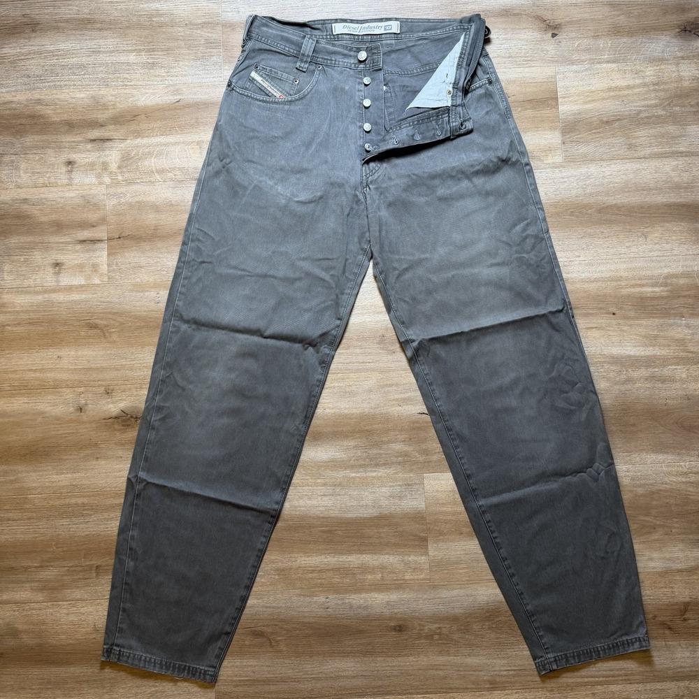 Vintage Diesel Saddle Jeans Men 34x34 Gray Loose Tapered Dark Wash Western Y2K